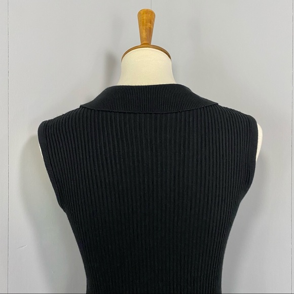 Vintage 90's Black Ribbed Knit Sweater Dress - Picture 3 of 9